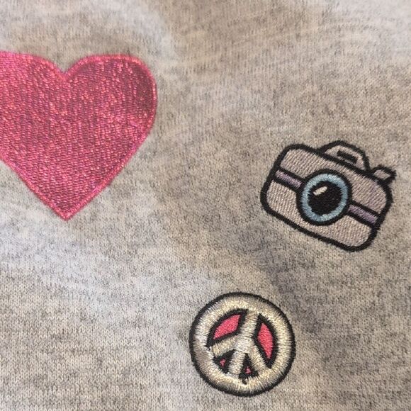 Girls' Gray and Pink Dress with Fun‎ Patches - Picture 7 of 9